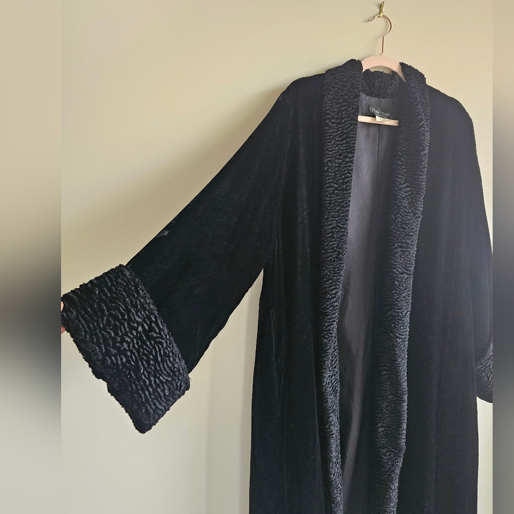 Vintage Y2K Fleece Dreams Martha's Vineyard Rayon Velvet Faux Fur Duster XL - Picture 12 of 15